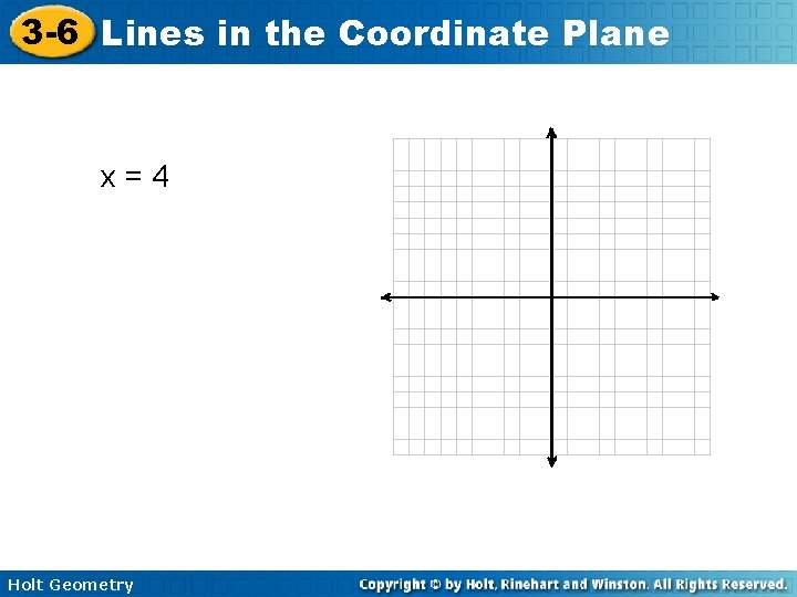 3 -6 Lines in the Coordinate Plane x=4 Holt Geometry 