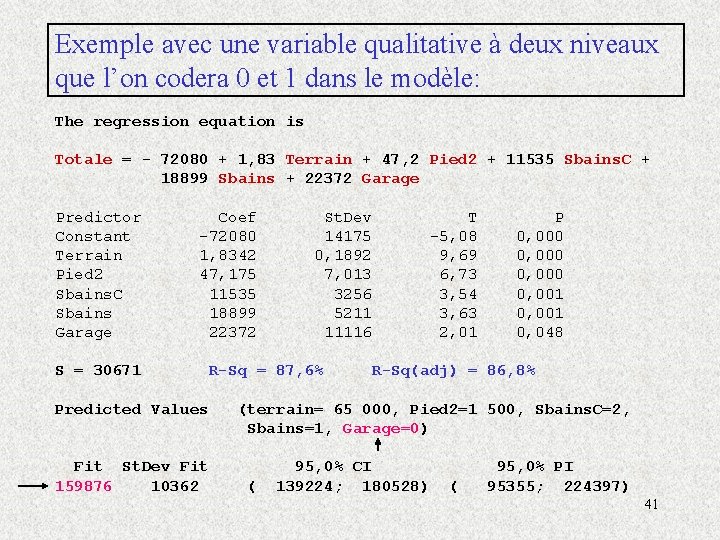 Exemple avec une variable qualitative à deux niveaux que l’on codera 0 et 1