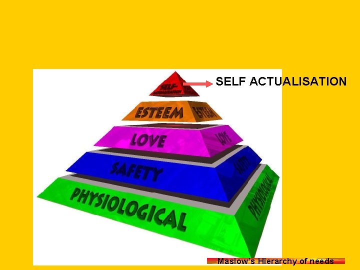 SELF ACTUALISATION Maslow’s Hierarchy of needs 