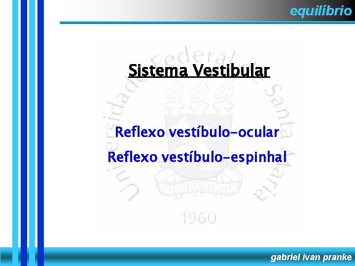 equilíbrio Sistema Vestibular Reflexo vestíbulo-ocular Reflexo vestíbulo-espinhal gabriel ivan pranke 