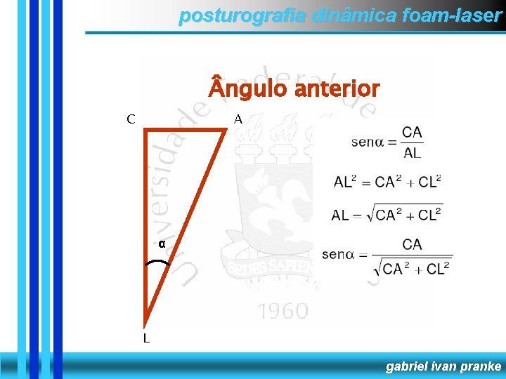 posturografia dinâmica foam-laser ngulo anterior C A α L gabriel ivan pranke 