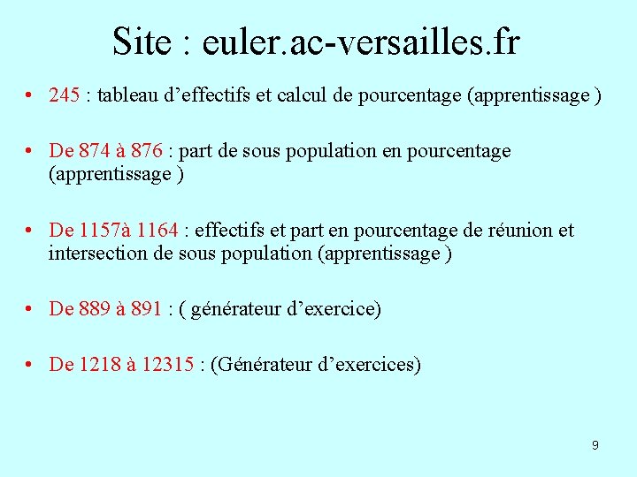 Site : euler. ac-versailles. fr • 245 : tableau d’effectifs et calcul de pourcentage