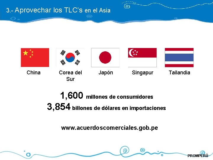 3. - Aprovechar China los TLC’s en el Asia Corea del Sur Japón Singapur