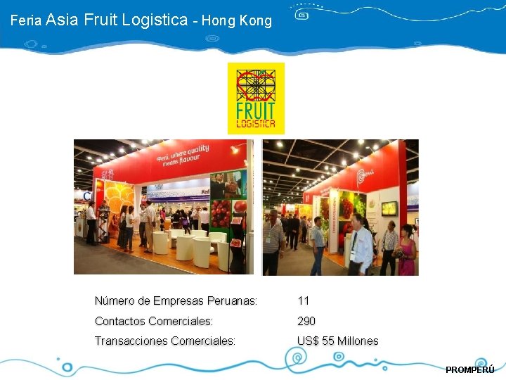 Feria Asia Fruit Logistica - Hong Kong Número de Empresas Peruanas: 11 Contactos Comerciales: