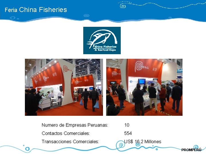 Feria China Fisheries Numero de Empresas Peruanas: 10 Contactos Comerciales: 554 Transacciones Comerciales: US$