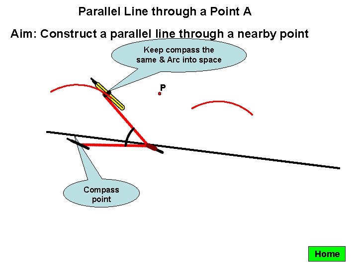 Parallel Line through a Point A Aim: Construct a parallel line through a nearby