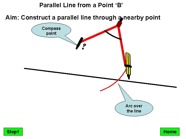 Parallel Line from a Point ‘B’ Aim: Construct a parallel line through a nearby