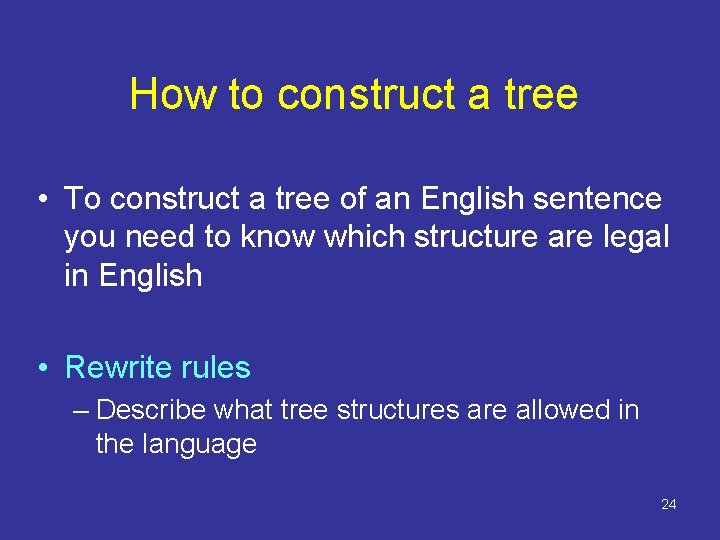 How to construct a tree • To construct a tree of an English sentence How to construct a tree • To construct a tree of an English sentence