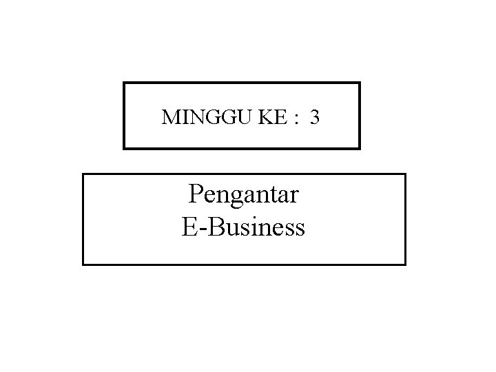 MINGGU KE : 3 Pengantar E-Business 