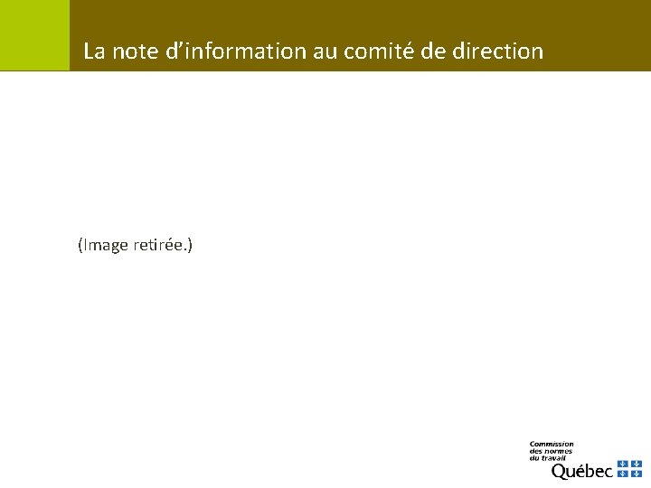 La note d’information au comité de direction (Image retirée. ) 