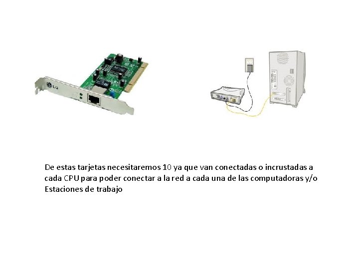 De estas tarjetas necesitaremos 10 ya que van conectadas o incrustadas a cada CPU