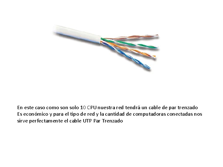 En este caso como son solo 10 CPU nuestra red tendrá un cable de