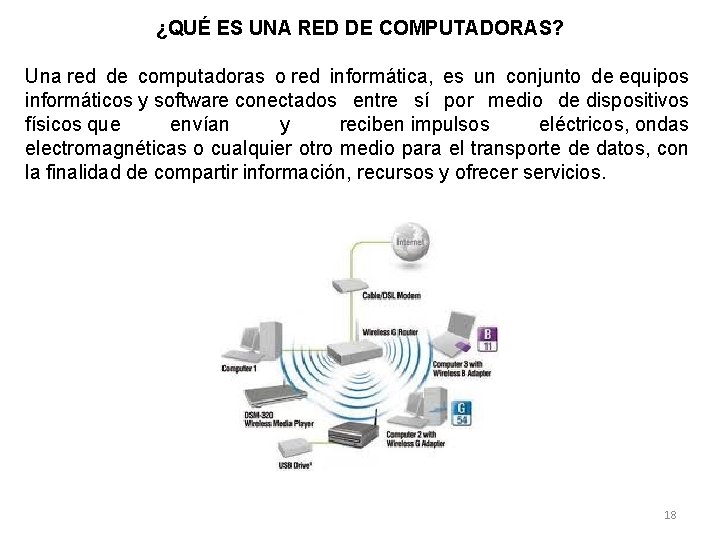 ¿QUÉ ES UNA RED DE COMPUTADORAS? Una red de computadoras o red informática, es