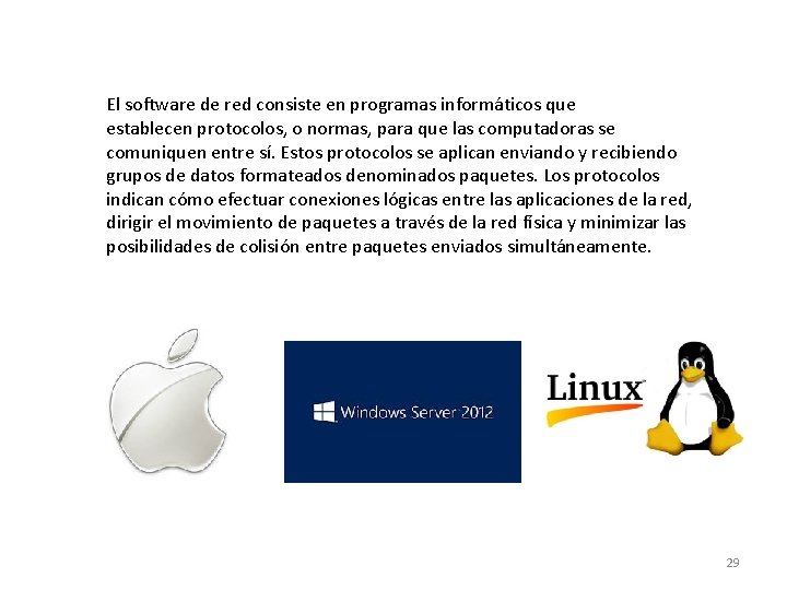 El software de red consiste en programas informáticos que establecen protocolos, o normas, para