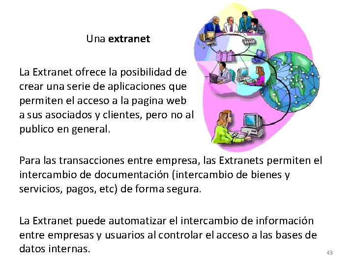 Una extranet La Extranet ofrece la posibilidad de crear una serie de aplicaciones que