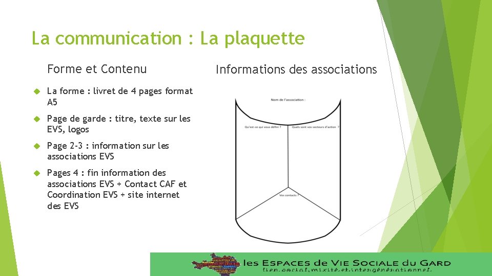 La communication : La plaquette Forme et Contenu La forme : livret de 4