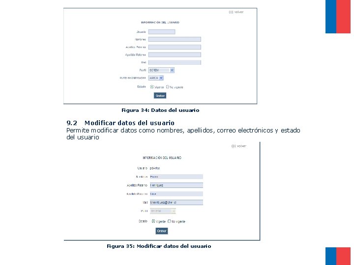 Figura 34: Datos del usuario 9. 2 Modificar datos del usuario Permite modificar datos