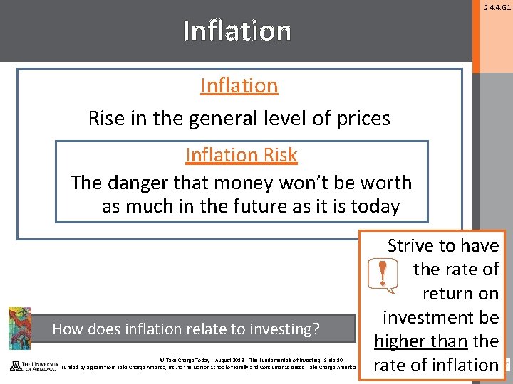 2. 4. 4. G 1 Inflation Rise in the general level of prices Inflation