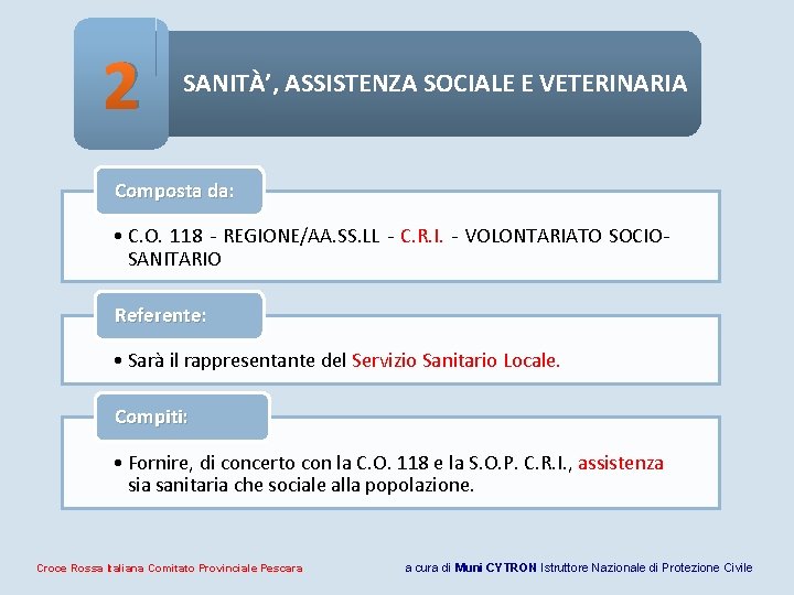 2 SANITÀ’, ASSISTENZA SOCIALE E VETERINARIA Composta da: • C. O. 118 - REGIONE/AA. 2 SANITÀ’, ASSISTENZA SOCIALE E VETERINARIA Composta da: • C. O. 118 - REGIONE/AA.