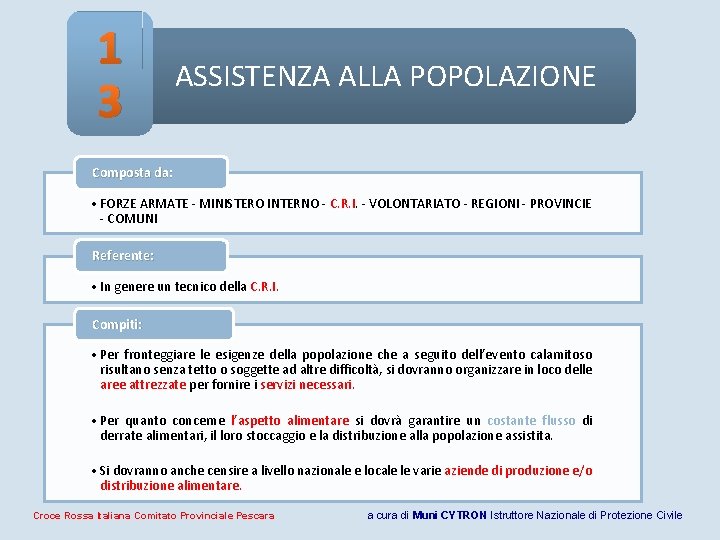 1 ASSISTENZA ALLA POPOLAZIONE 3 Composta da: • FORZE ARMATE - MINISTERO INTERNO - 1 ASSISTENZA ALLA POPOLAZIONE 3 Composta da: • FORZE ARMATE - MINISTERO INTERNO -