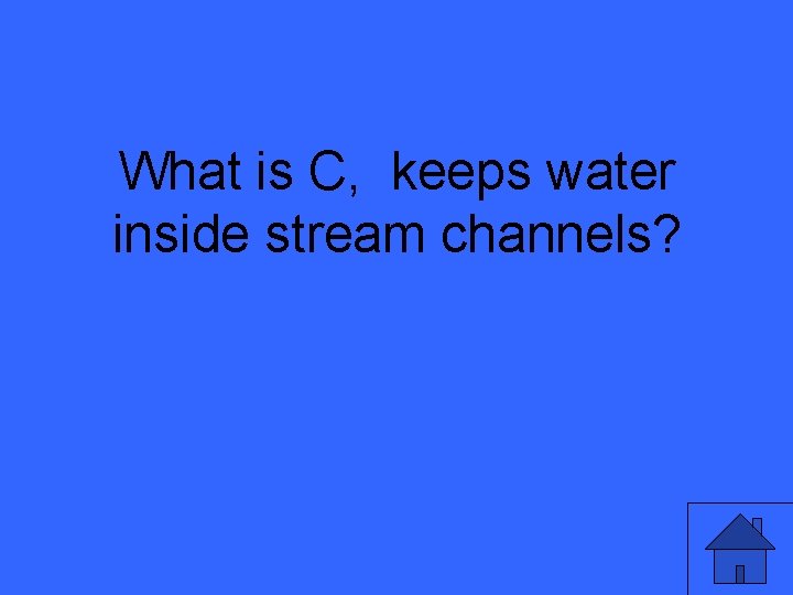 What is C, keeps water inside stream channels? 