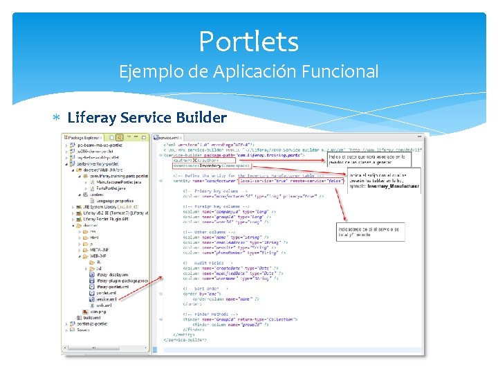 Portlets Ejemplo de Aplicación Funcional Liferay Service Builder 