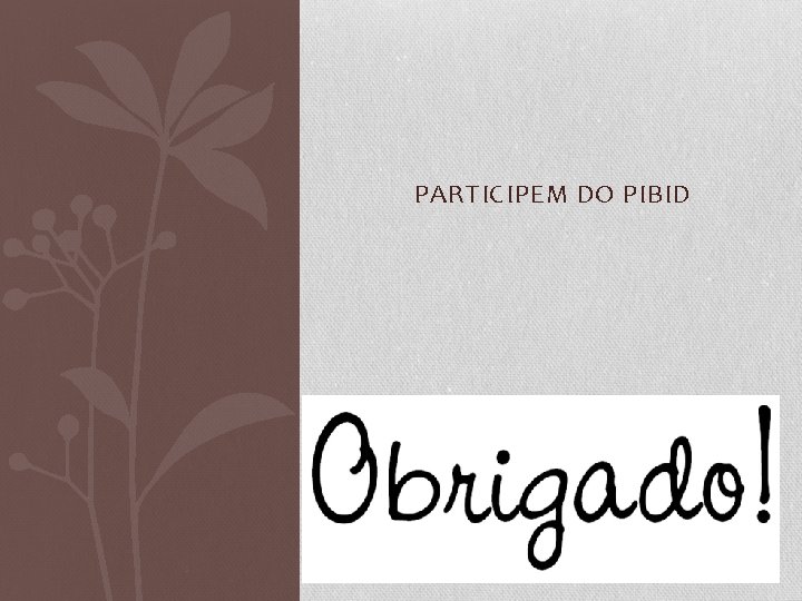 PARTICIPEM DO PIBID 