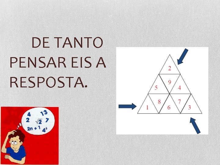 DE TANTO PENSAR EIS A RESPOSTA. 