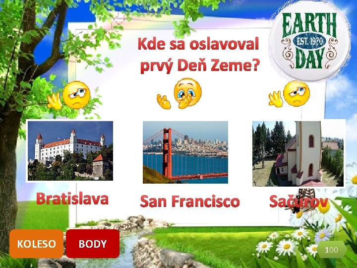 Kde sa oslavoval prvý Deň Zeme? Bratislava KOLESO BODY San Francisco Sačurov 100 