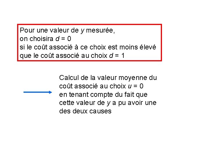 Pour une valeur de y mesurée, on choisira d = 0 si le coût