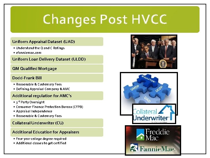 Changes Post HVCC Uniform Appraisal Dataset (UAD) • Understand the Q and C Ratings