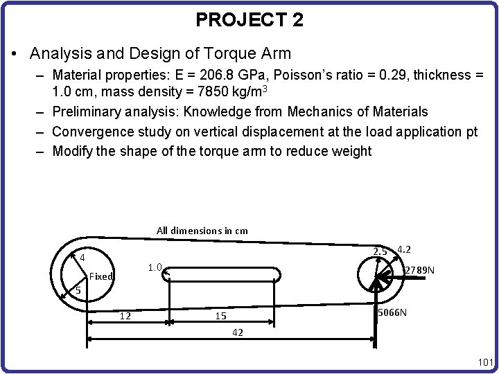 PROJECT 2 • Analysis and Design of Torque Arm – Material properties: E =