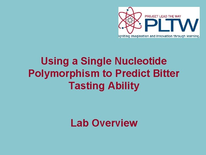 Using a Single Nucleotide Polymorphism to Predict Bitter Tasting Ability Lab Overview 