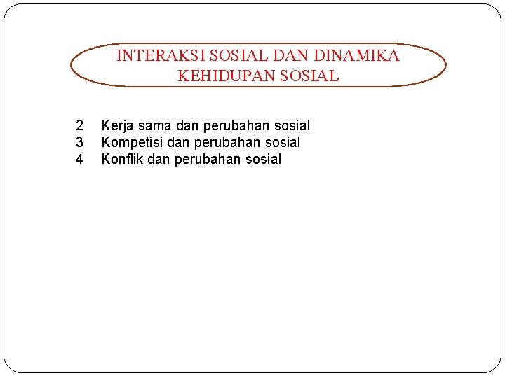 INTERAKSI SOSIAL DAN DINAMIKA KEHIDUPAN SOSIAL 2 3 4 Kerja sama dan perubahan sosial