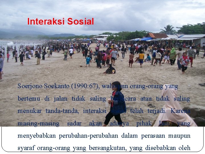 Interaksi Sosial Soerjono Soekanto (1990: 67), walaupun orang-orang yang bertemu di jalan tidak saling