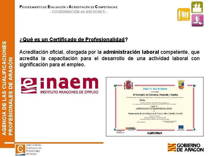 PROCEDIMIENTO DE EVALUACIÓN Y ACREDITACIÓN DE COMPETENCIAS. AGENCIA DE LAS CUALIFICACIONES PROFESIONALES DE ARAGÓN PROCEDIMIENTO DE EVALUACIÓN Y ACREDITACIÓN DE COMPETENCIAS. AGENCIA DE LAS CUALIFICACIONES PROFESIONALES DE ARAGÓN