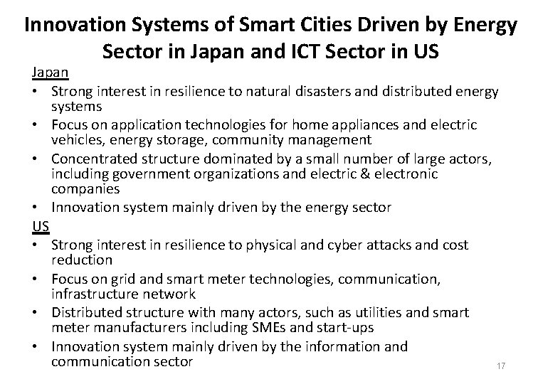 Innovation Systems of Smart Cities Driven by Energy Sector in Japan and ICT Sector