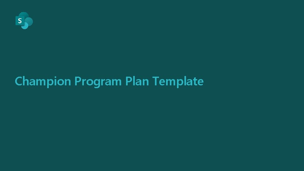 Champion Program Plan Template Champion Program Plan Template