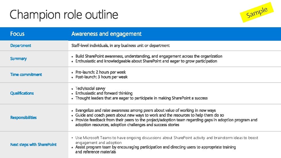 e l p m Sa • Use Microsoft Teams to have ongoing discussions about e l p m Sa • Use Microsoft Teams to have ongoing discussions about