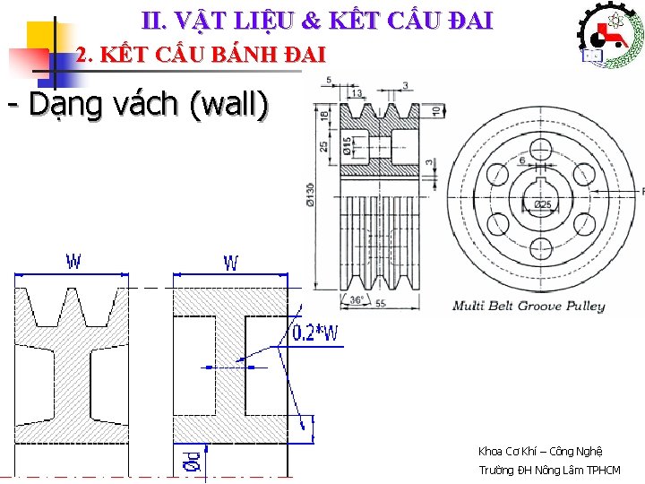 II. VẬT LIỆU & KẾT CẤU ĐAI 2. KẾT CẤU BÁNH ĐAI - Dạng