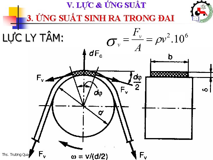 V. LỰC & ỨNG SUẤT 3. ỨNG SUẤT SINH RA TRONG ĐAI LỰC LY