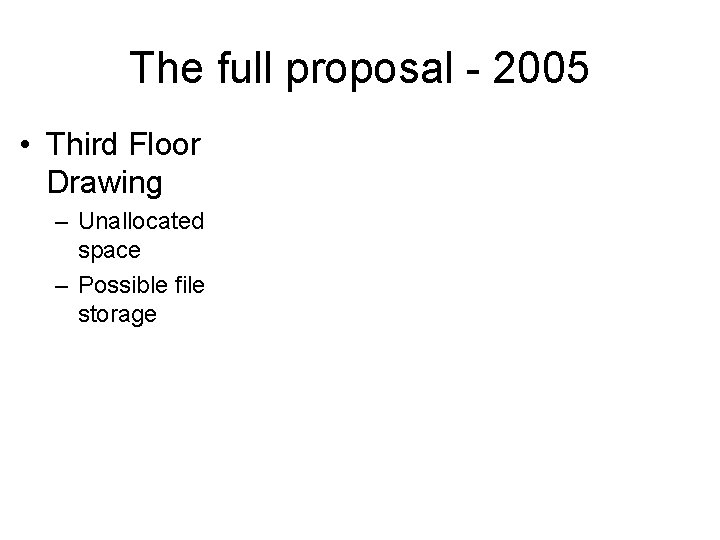 The full proposal - 2005 • Third Floor Drawing – Unallocated space – Possible