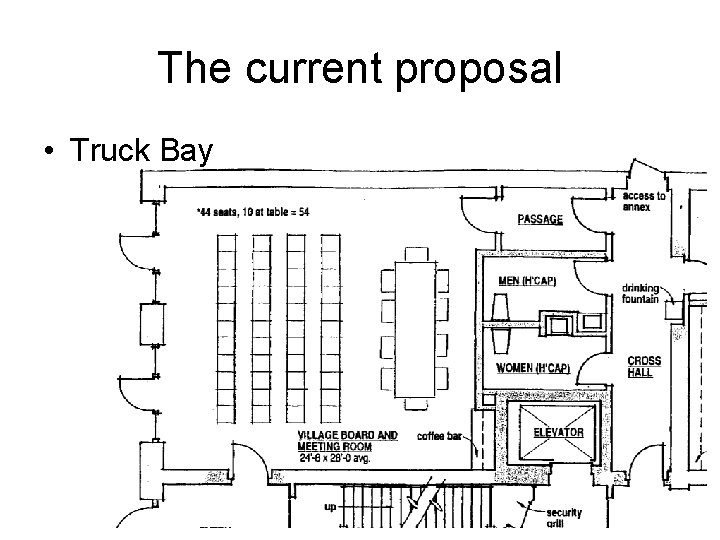 The current proposal • Truck Bay 