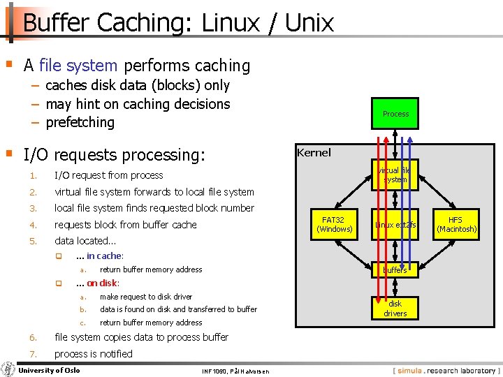 Buffer Caching: Linux / Unix § A file system performs caching − caches disk