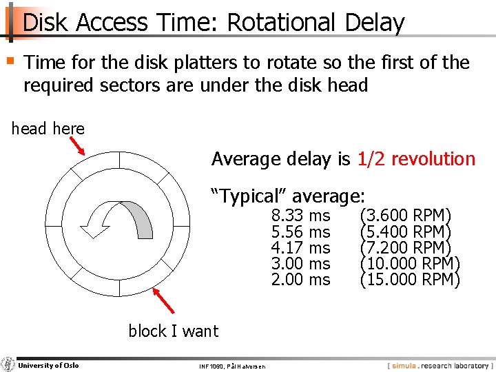 Disk Access Time: Rotational Delay § Time for the disk platters to rotate so