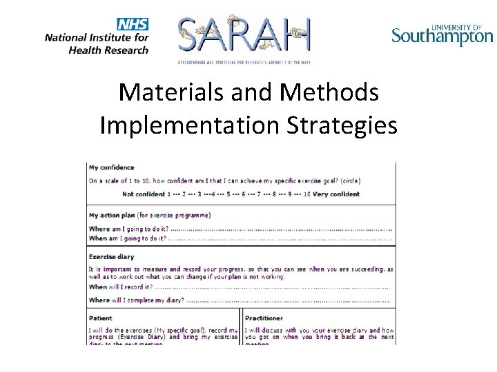 Materials and Methods Implementation Strategies 