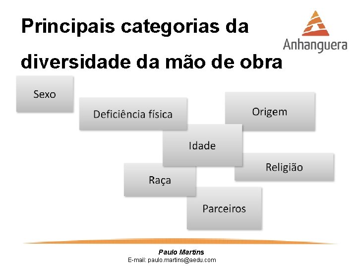 Principais categorias da diversidade da mão de obra Paulo Martins E-mail: paulo. martins@aedu. com