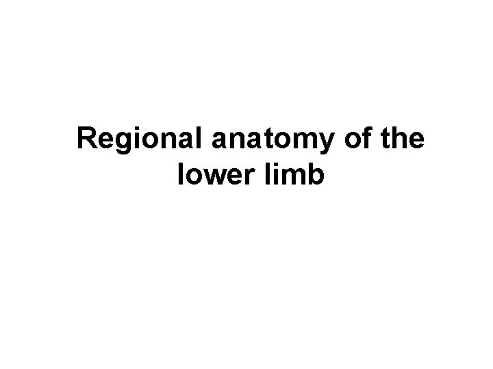 Regional anatomy of the lower limb 