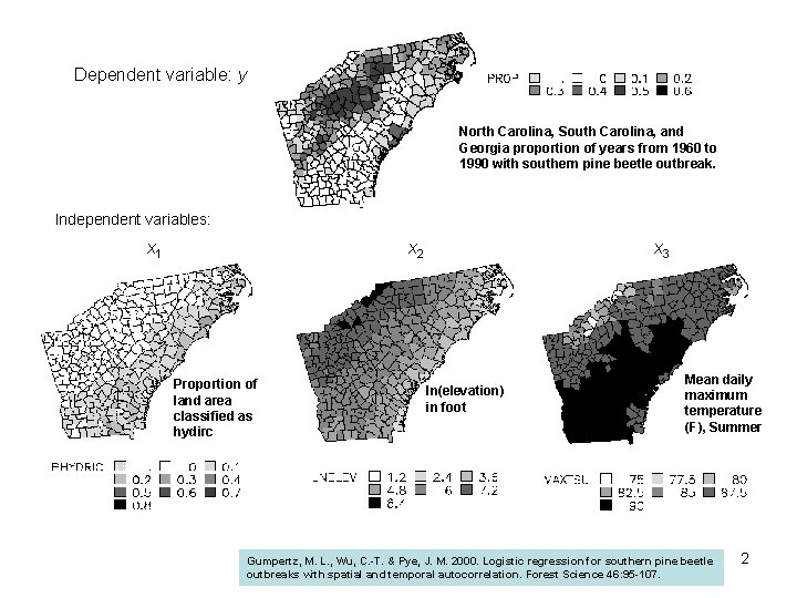 Dependent variable: y North Carolina, South Carolina, and Georgia proportion of years from 1960