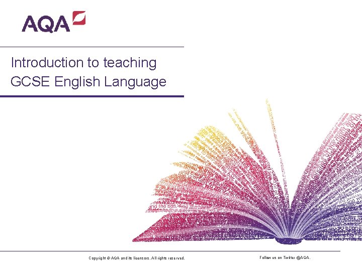 Introduction to teaching GCSE English Language Copyright © AQA and its licensors. All rights